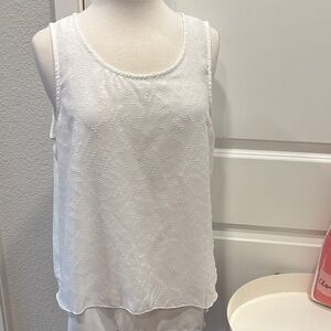 EUC White Sleeveless Textured Blouse